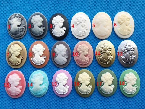 20pcs 30mmx40mm 15 colors Oval Flatback Resin Relief Beauty Head Cameo Cabochon Charm,Fit Base Setting Tray Bezel,DIY Accessory ► Photo 1/6