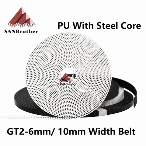 GT2 Belt PU with Steel Core GT2 Belt 2GT Timing Belt Width 6mm 10mm for 3D printer parts Anti-wear Reinforce Open Belt ► Photo 1/4