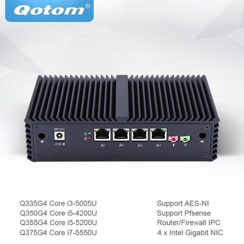 Qotom Mini PC Core i3 i5 i7 with 4 Gigabit Ethernet NIC AES-NI Firewall Router Micro Industrial Computer Q300G4 ► Photo 1/6