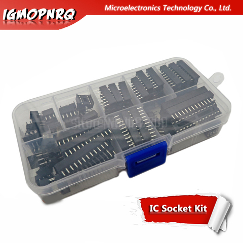 66PCS DIP IC Sockets Adaptor Solder Type Socket Kit 6,8,14,16,18,20,24,28 pins New ► Photo 1/2