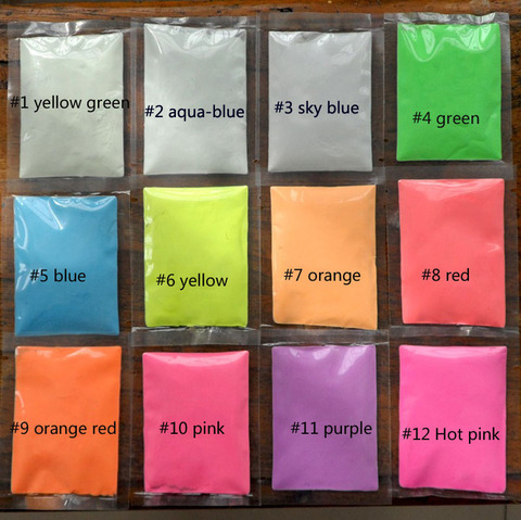 12 Colors Nail Glitter Powder 10g/bag Fluorescent Pigment Effect Glow In The Dark Powder CFPB16 ► Photo 1/4