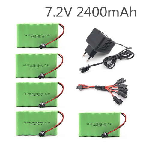 7.2v 2400mah AA NI-MH Battery with charger High capacity electric toy battery Remote car ship robot rechargeable 7.2 v 2400 mah ► Photo 1/4