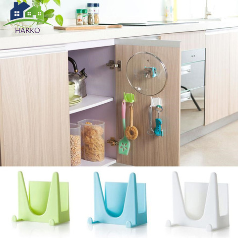 Hot Selling Plastic Kitchen accessories Pot Pan Cover Shell Cover Sucker Tool Bracket Storage Rack Holding Storage Holder Rack ► Photo 1/5