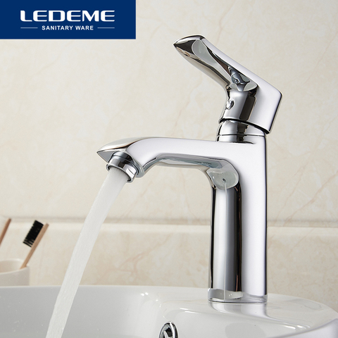 LEDEME Bathroom Faucet Basin Faucets Hot and Cold Water Deck Single Handle Installation Sink Mixer Chrome Finish L1034 ► Photo 1/6