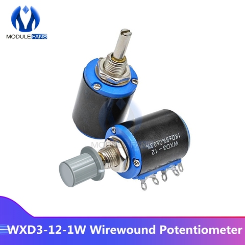 Wirewound Potentiometer Resistance WXD3-12-1W 100R 200R 470R 1K 2.2K 4.7K 10K 22K 47K Ohm Multi Turn Rotary Potentiometer Knob ► Photo 1/6