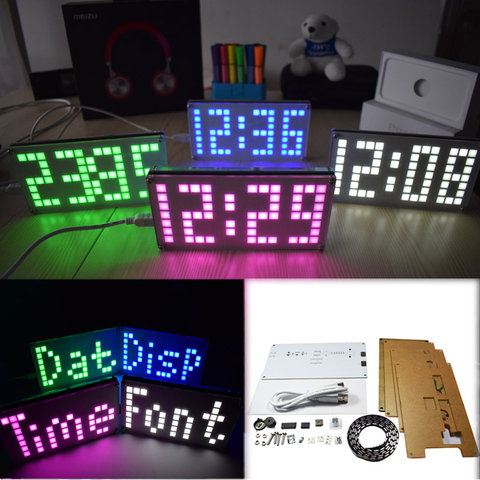 DIY DS3231 Touch Key Control Brightness Adjustable Big Size Dot Matrix Alarm Clock Kit ► Photo 1/1