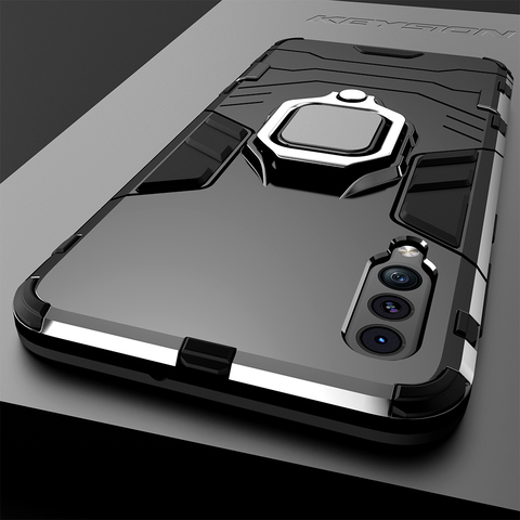 KEYSION Shockproof Armor Case For Samsung Galaxy A50 A30 A20 Stand Holder Car Ring Phone Cover for Samsung Galaxy A7 2022 M20 ► Photo 1/6