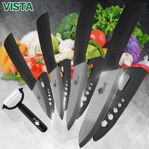 Ceramic Knife Kitchen Knives Set  3 4 5 6 inch +Peeler Zirconia Black Blade Fruit Chef Knife Vege Cooking Tool ► Photo 1/6