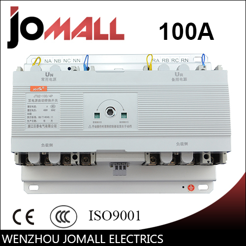 Jomall 100amp 220V/ 230V/380V/440V 4 pole 3 phase automatic transfer switch ats 