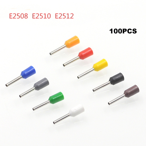 100pcs Tube Insutated Cord End Terminals Electrical Crimp Terminal Wire Connector E2508 E2510 E2512 Wiring Cable Ferrules VE ► Photo 1/3