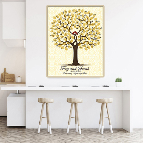 wedding guest book baby shower fingerprint tree Personalized first communion souvenir signature guestbook canvas poster painting ► Photo 1/6