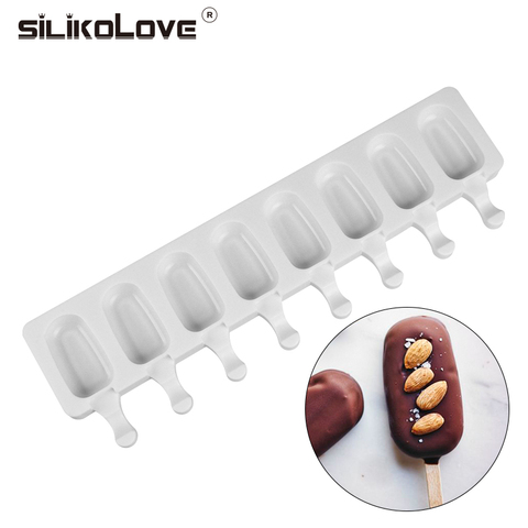 SILIKOLOVE 8 Cavity Ice Cream Mold Makers Silicone Thick material DIY Molds Ice Cube Moulds Dessert Molds Tray With Popsicle ► Photo 1/6