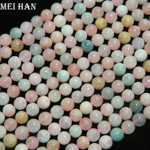 Meihan Free shipping (2strands/set/44g) 6mm natural Madagascar beryl smooth round charm gem stone for jewelry making design ► Photo 1/3