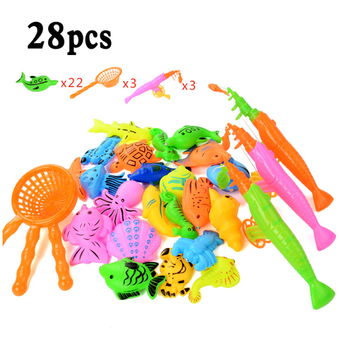 12/20/28pcs Per Set Magnetic Fishing Game Fish Toy Kids Educational Fishing Rod Bath Toy Magnet Fish Toys for Children Gifts ► Photo 1/6