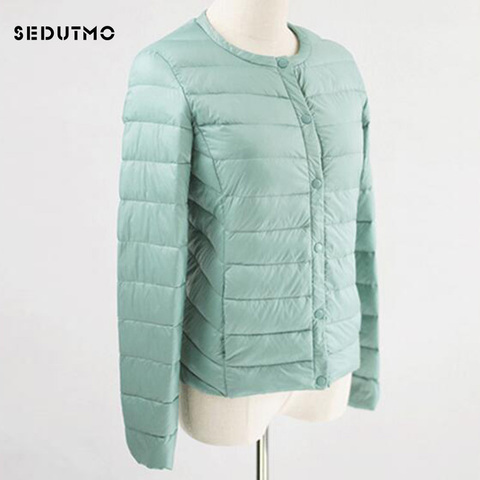 SEDUTMO 2022 Spring Ultra Light Duck Down Jackets Women Plus Size 3XL Coat Winter Short Black Autumn Long Sleeve Jacket ED151 ► Photo 1/6