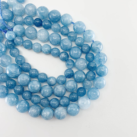1 strand/lot 4/6/8/10/12mm Natural Aquamarin Agat Stone Bead Round Loose Spacer Beads For Jewelry Making Findings DIY Bracelet ► Photo 1/5