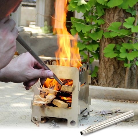 New Stainless Steel Portable Bellow Blow Fire Tube Outdoor Collapsible Fire Tool Camping Survival Durable Blow Fire Tube ► Photo 1/6