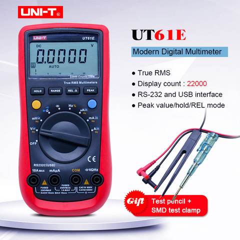 Trus RMS Digital Multimeter UNI-T UT61E;AC DC voltage Current Ohm meter;Capacitance Frequency Diode Resistance tester;PC Connect ► Photo 1/6
