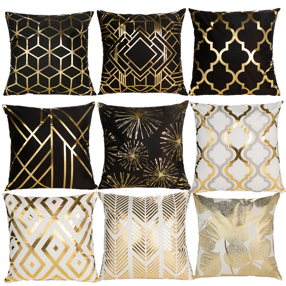 3D Geometric Cushion Cover Home Sofa Decor Black & White Linen Throw Pillow Case