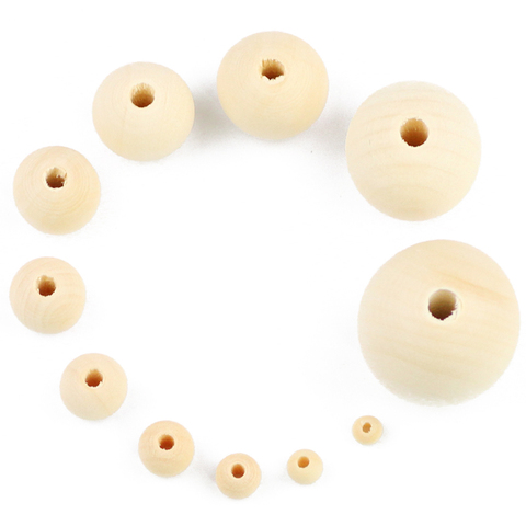 JHNBY Handmade Wooden Beads 5~30MM Natural wood Eco-Friendly Round Loose beads for Jewelry bracelet making DIY Accessories Toys ► Photo 1/6