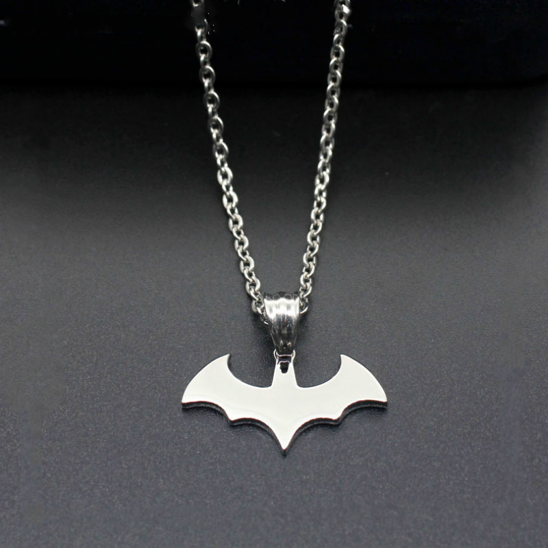 Silver Stainless Steel Bat Shaped Pendant Batman Chain Choker Necklace  Costume Jewellery Fashion YA9354520
