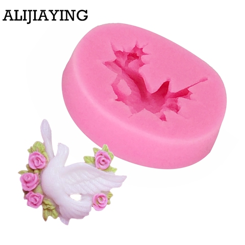 M1231 Peace Dove pigeon Arylic Flower silicone mold,fondant molds,sugar craft tools,chocolate mould , molds for cakes ► Photo 1/6