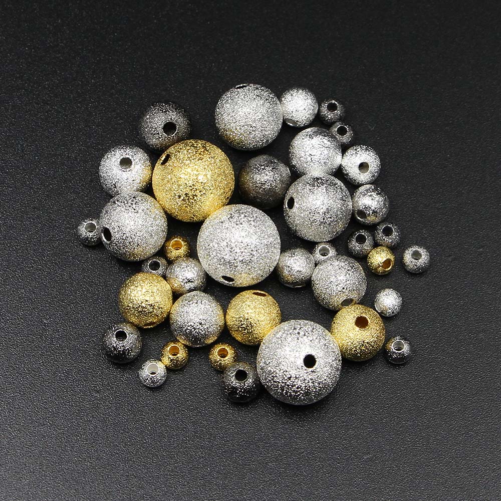 SILVER & GOLD Round Stardust COPPER Ball Spacer BEADS 4MM 6MM 8MM 10MM 12MM 