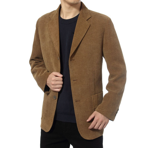 WAEOLSA Man Business Casual Blazer Men Suit Jacket with Patch Sleeve Blazers Male Plain Garment For Man Striped Velvet Suit Coat ► Photo 1/6