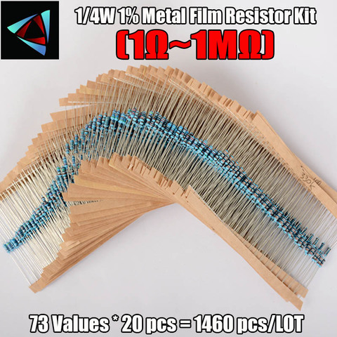 1460 PCS 1/4W 1% 1R-1Mohm 73 Values Metal Film Resistor Kit Pack Mix Assortment Kit resistors ► Photo 1/3