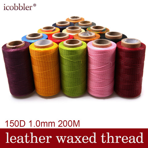 200M Meter 150D 1.0mm Flat Leather Waxed Thread Cord Stitching for Leather Factory or Leathercraft DIY Multiple Colour Choose ► Photo 1/1