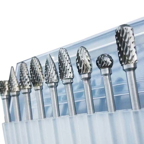10pcs tungsten carbide drill bits for metal burr tungstenio burs cnc milling cutter dremel mini cone drill set accessories ► Photo 1/6