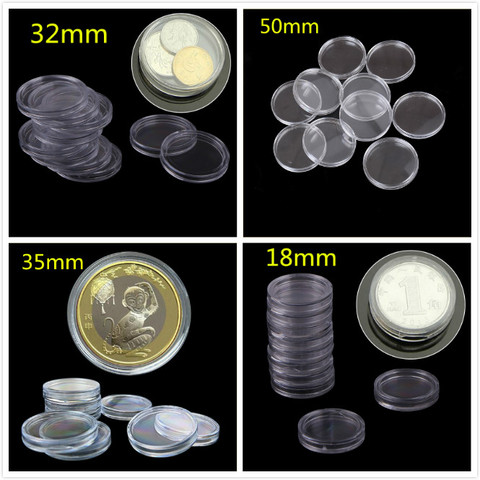 10Pcs/Box Coin Box Clear 18-50mm Round Boxed Holder Plastic Storage Capsules Display Cases Organizer Collectibles Gifts ► Photo 1/6