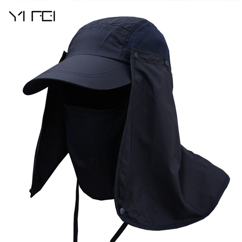 2022 Men Outdoor Fisherman Hat Professional Summer Sun Hats Protection Cap Women Neck Face Sunscreen Flap Hat Sun Mask Cap ► Photo 1/6