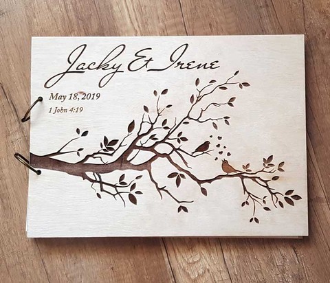 Personalized Engraved  Wooden Guest Book Bird Wedding Guest Book Rustic Wedding Guest Book Bridal Shower Guest Book ► Photo 1/5