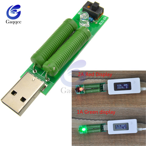 USB Mini Discharge Interface Load Resistor with Switch 1A Green 2A Red LED battery capacity voltage discharge resistance tester ► Photo 1/6