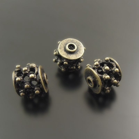 (10Pieces) Wholesale Antique Bronze Tone Beads Brass Hollow Accessories Bracelet Charms Necklace Pendant Jewelry Findings 38011 ► Photo 1/3