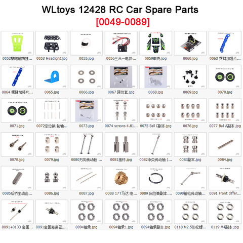 Original Wltoys 12428 12423 RC Car Spare Parts rear Tire/Hub