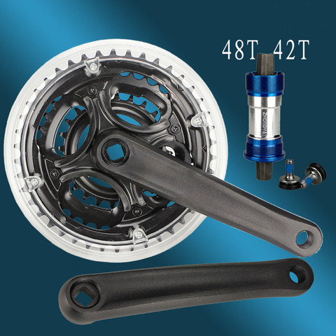 Square Crankset Mountain Bike 7-9 Speed 24-34-42T 28-38-48T Aluminum Alloy Crank Chain Wheel Chainring 170MM with Bottom Bracket ► Photo 1/6