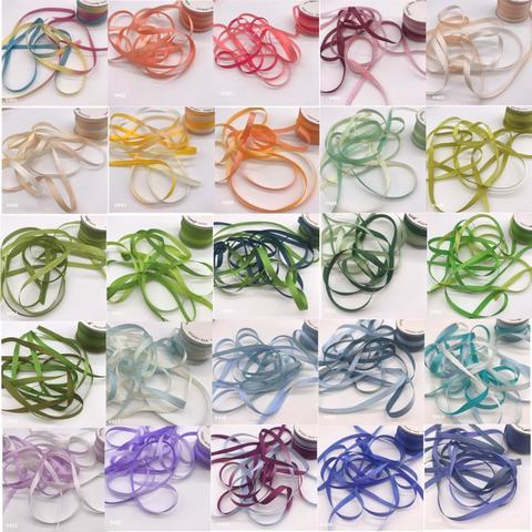 4mm silk ribbon variegated color,100% real pure silk thin taffeta soft silk ribbons for embroidery ► Photo 1/5