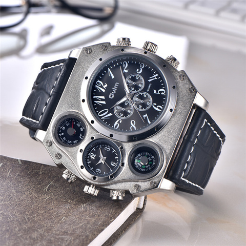 Oulm 1349 New Sport Watches Men Super Big Large Dial Male Quartz Clock Decorative Compass Luxury Men's Wrist Watch ► Photo 1/6