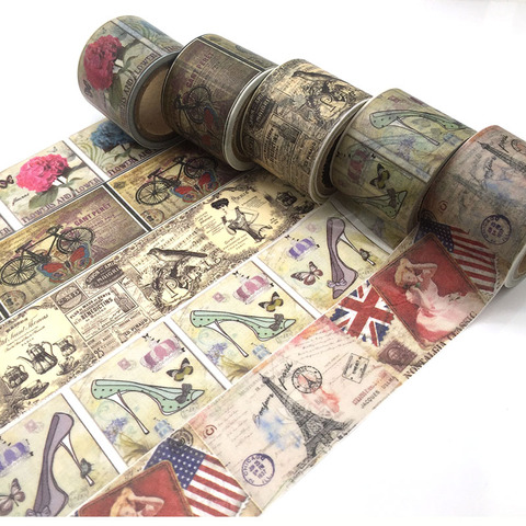 Retro Washi Tape set Vintage Decoration Scrapbooking Masking washitape  Decorative wash whasi decorada stickers journal