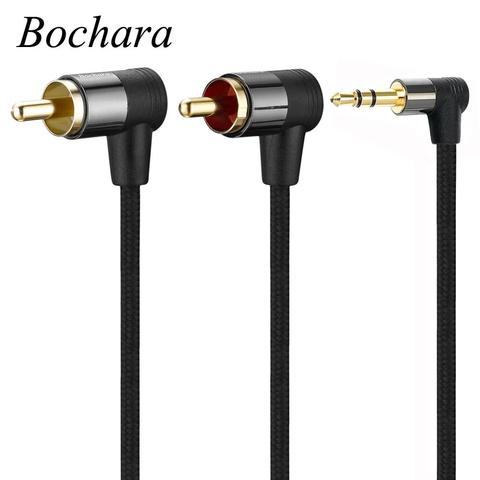 Bochara Fabric Braided 90degree 3.5mm jack to 2RCA Audio Cable Wrapped Shielded For Speakers Amplifier Mixer 1.8m 3m 5m 10m ► Photo 1/6