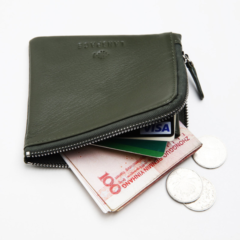 LANSPACE men wallets handmade coin purses holders brand casual zipper purse ► Photo 1/5