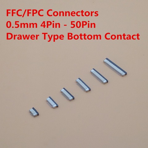 10pcs FPC connector socket Bottom Contact 0.5mm 4Pin 6 8 10 12 14 16 18 20 22 24 26 30 32pin 40pin 50pin ► Photo 1/2