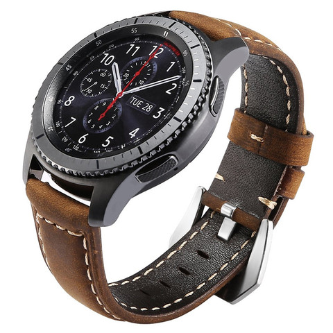 For Samsung Galaxy Watch 46mm Band 22mm Premium Vintage Crazy Horse Genuine Leather Strap for Samsung Gear S3 Frontier Classic ► Photo 1/6