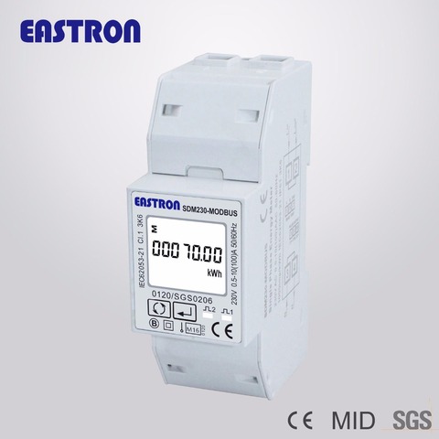 SDM230 Modbus 220/230V Single Phase Energy Meter, double DIN module, Bi-directional, Multi Function, RS485/Modbus output NON MID ► Photo 1/4