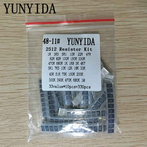 2512 SMD Resistor Kit Assorted Kit 1ohm-1M ohm 5% 33valuesX 10pcs=330pcs DIY Kit ► Photo 1/2