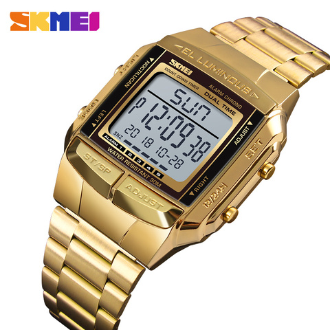 Men's Watch Brand SKMEI Watches Waterproof Stainless Steel Digital Mens Wristwatch Chronograph Countdown Sport Bracelet For Man ► Photo 1/6