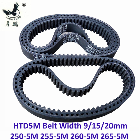 HTD5M Timing belt C=250/255/260/265 width 15/20/25mm Teeth 50 51 52 53 5M synchronous pulley Belt HTD250-5M 255-5M 260-5M 265-5M ► Photo 1/3