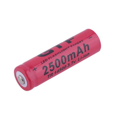 GTF 2500mAh 14500 Rechargeable lithium battery tip 3.7 V flashlight rechargeable battery accumulator battery Dropshipping ► Photo 1/6